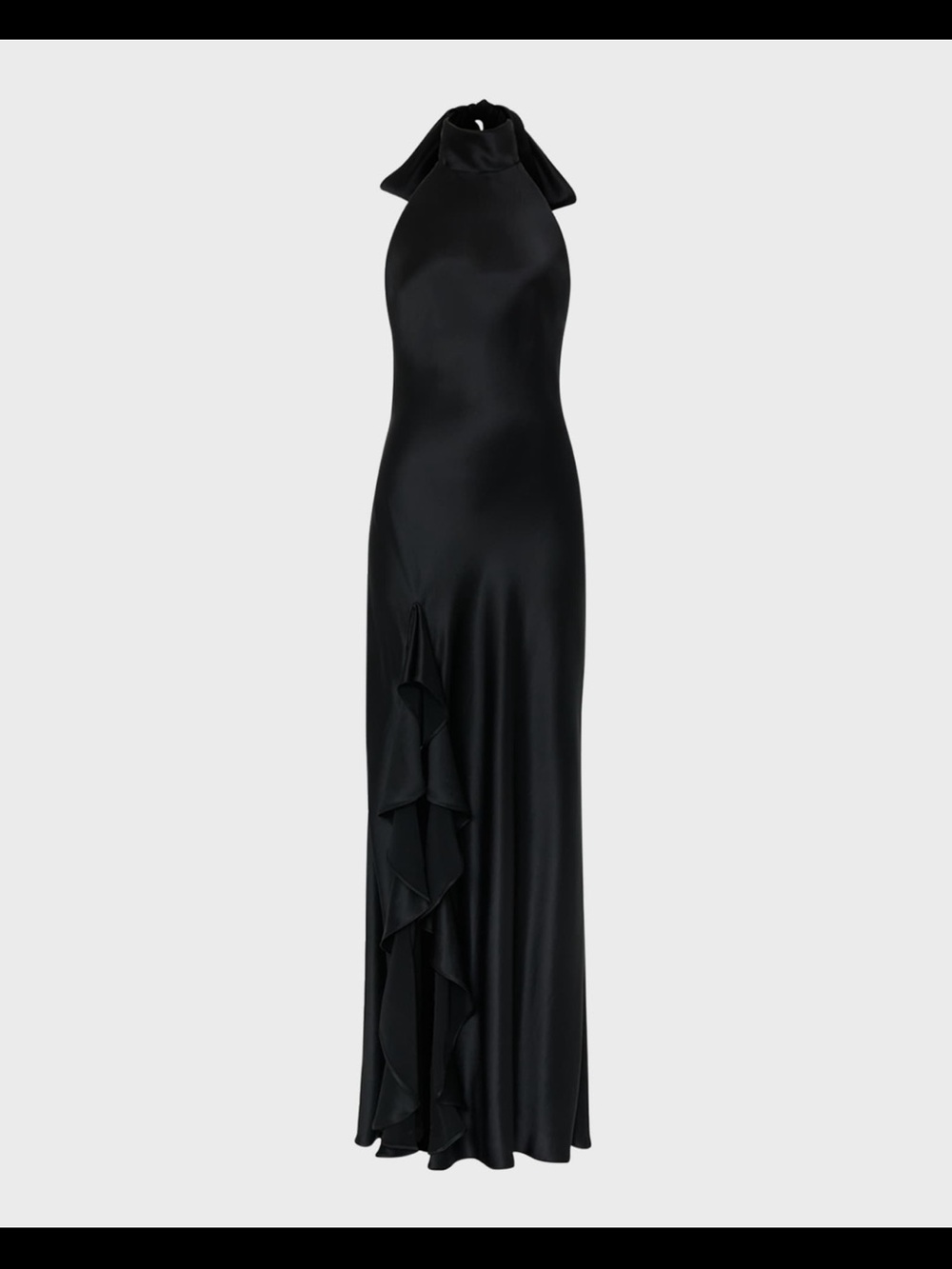 Milly Black Halter Maxi Dress with Cascade Ruffle